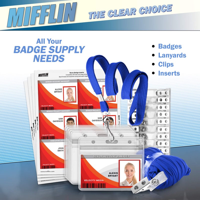 MIFFLIN حبال مسطحة MIFFLIN-USA لبطاقات الهوية (زرقاء، 36 بوصة، 25 حزمة)، أحزمة عنق مريحة - Image 4